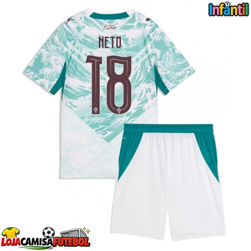Camisa de Futebol Portugal Pedro Neto #18 Equipamento Secundário Infantil Mundo 2026 Manga Curta (+ Calças curtas)